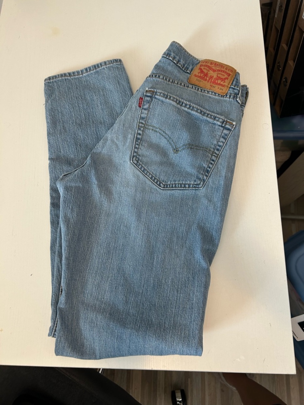 Levi Men's Light Blue Atletic slim Leg Jeans Irregular